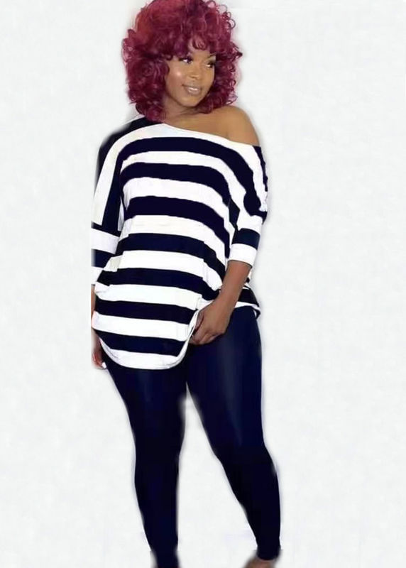 2021 Anti-UV Casual 2 Piece Set Stripe Leisure Off Shoulder Set Top And Pants Set Running Abiti da jogging