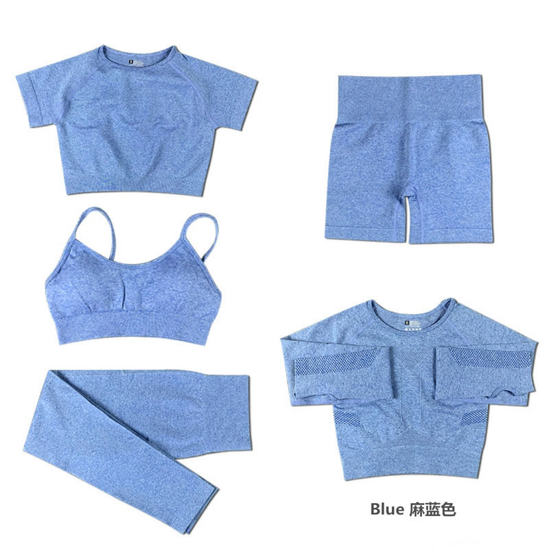 2021 Antibatterica Yoga Wear 5 Piece Set Running Jogger Top And Pants Bra Gaiters Donne Abbigliamento sportivo Abbigliamento fitness Casual