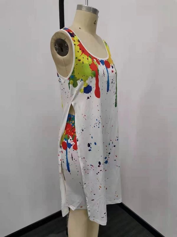 2021 Anti-UV Tie Die 2 Pieces Set Splatter-ink Printing Shorts Outfits Margine irregolare asimmetrico