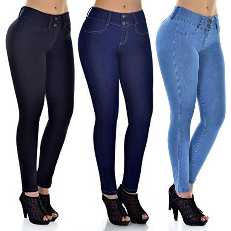 Color Fade Proof di buona qualità Giants a fascia alta Stretching Solid Woman Skinny Pencil Jeans