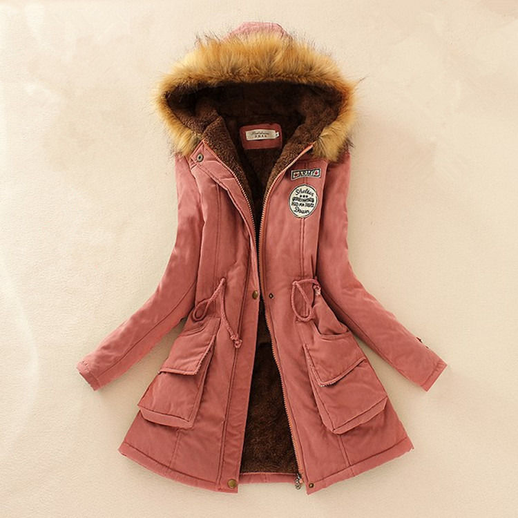 Giacca invernale 2019 Donna traspirante Casual Parka spessa Giacca con rivestimento di lana calda Collare di pelliccia