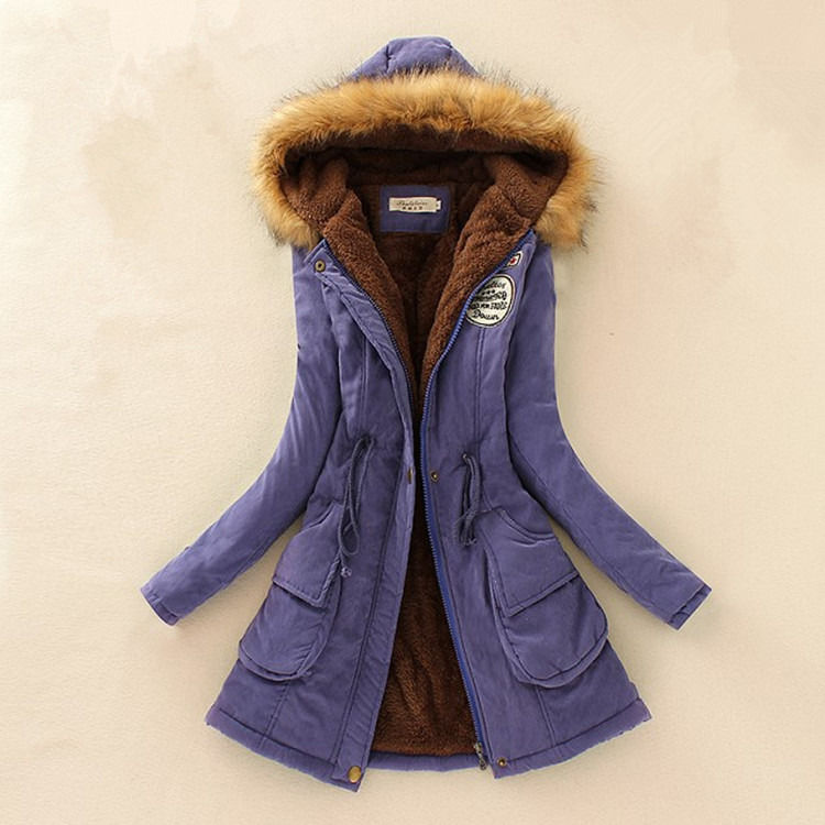 Giacca invernale 2019 Donna traspirante Casual Parka spessa Giacca con rivestimento di lana calda Collare di pelliccia