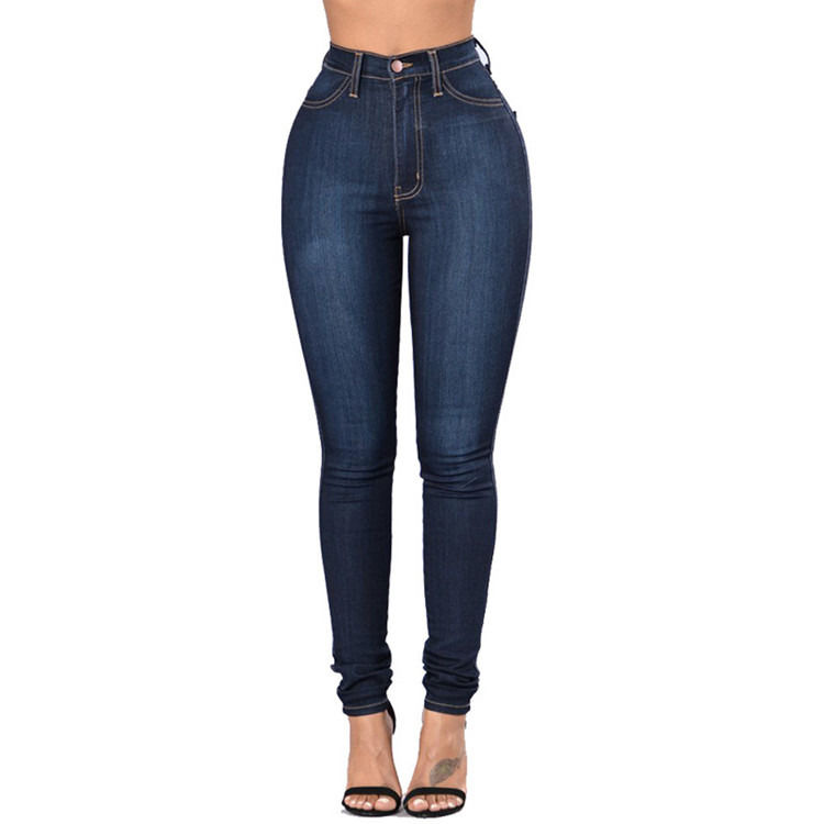 Color Fade Proof Di alta qualità Donne Skinny Jeans Elastici Vita Matita Jeans Alto Lungo