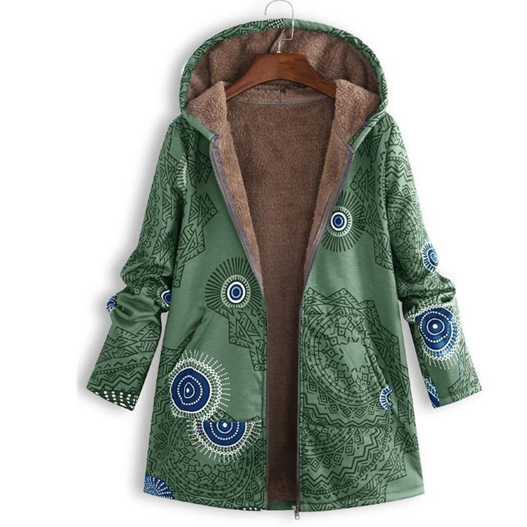 Fabbrica all'ingrosso impermeabile donna cappotto invernale stampato cappotto tasca giacca donna età di qualità di moda velluto