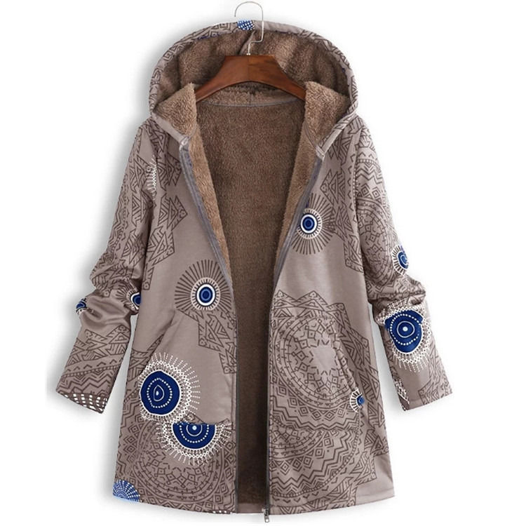 Fabbrica all'ingrosso impermeabile donna cappotto invernale stampato cappotto tasca giacca donna età di qualità di moda velluto