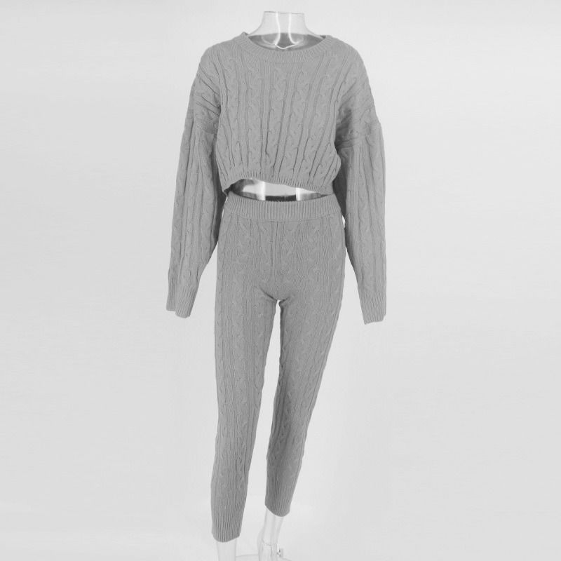 Inverno 2020 abbigliamento anti-rimpicciolamento a due pezzi composto da maglione massello con maglione e pantaloni caldi