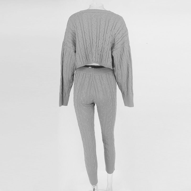 Inverno 2020 abbigliamento anti-rimpicciolamento a due pezzi composto da maglione massello con maglione e pantaloni caldi