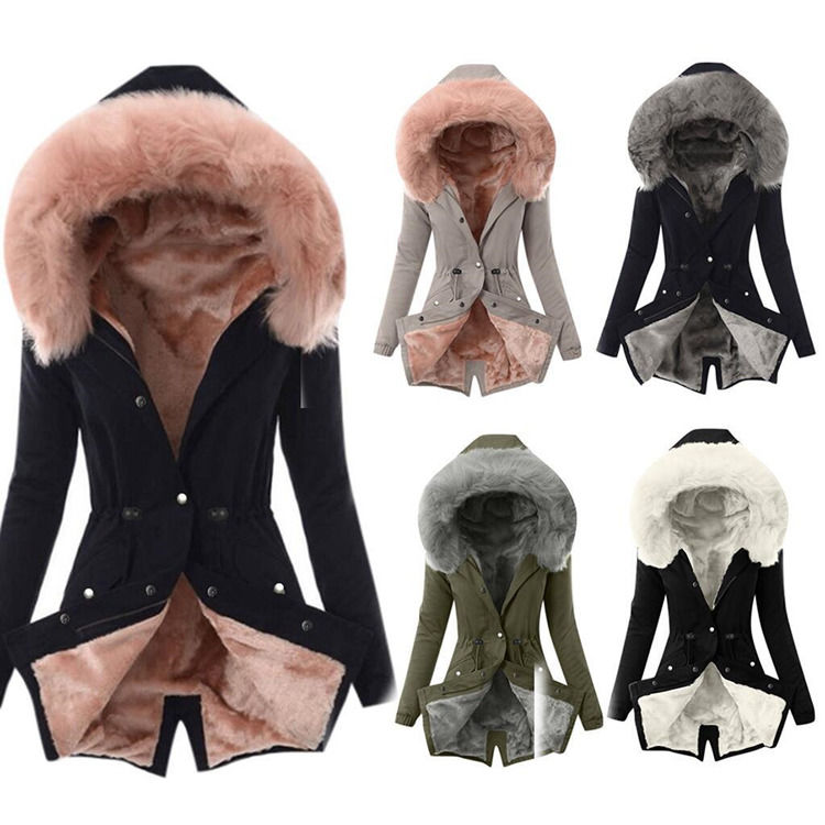 Cappotto impermeabile 2020 per donna per abbigliamento caldo colletto di pelliccia fleece giacche da donna cotone cappotto